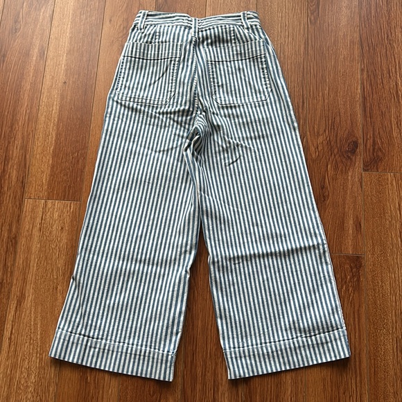 Madewell Emmett Wide-Leg Crop Pant in Herringbone Railroad Stripe 24P Petite GUC - Picture 3 of 10